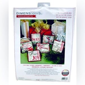 Dimensions Counted Cross Stitch Kit 8827 Christmas Sayings 6 Total Ornaments New